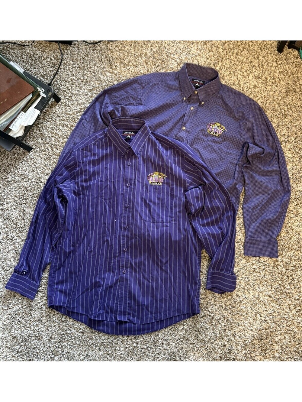 LSU Tigers NCAA Shirt Mens Size Medium Antigua College Football Button Up Purple